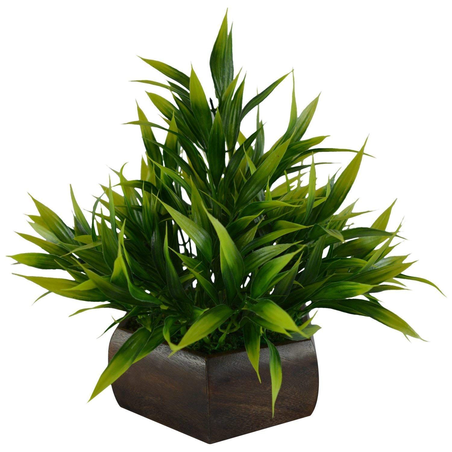 Plastic & Wood Artificial Bamboo Leaves Plant