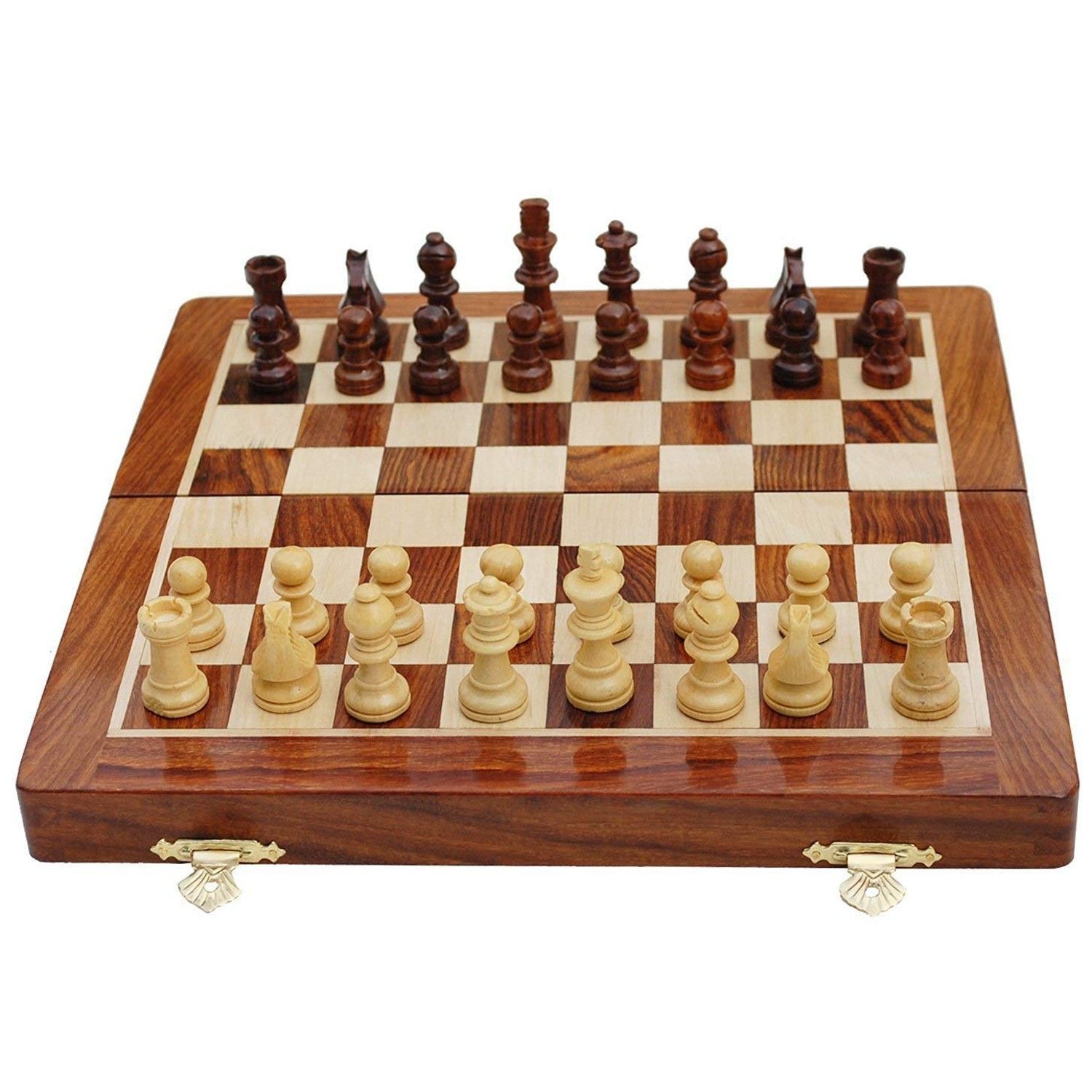 Wooden Handcrafted Foldable Magnetic Chess Board Set 