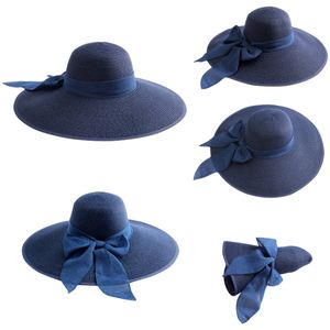 Womens Big Bowknot Straw Hat